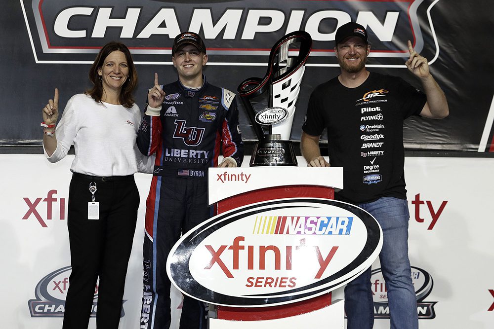 Alumna Kelley Earnhardt Miller. William Byron and Dale Earnhardt Junior