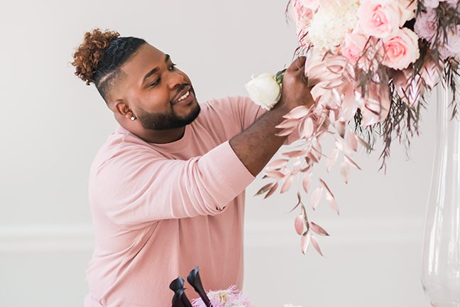 Lance working with flowers