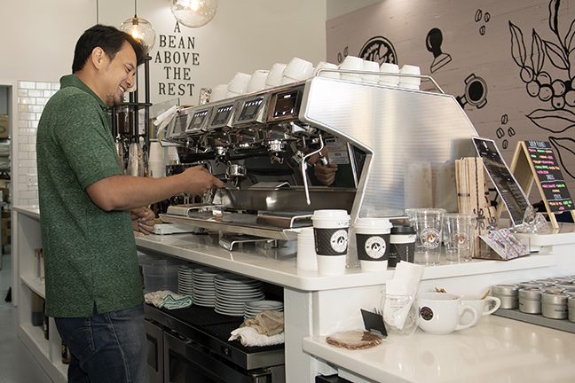 Tony Vo working the espresso machine