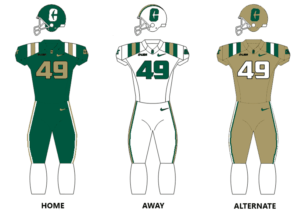 Diagram of Charlotte 49ers football jerseys