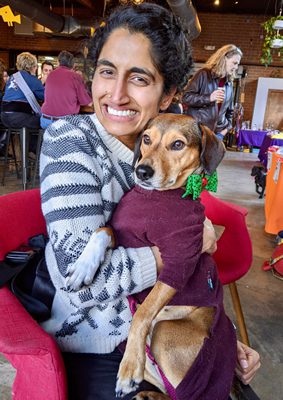 Jan Mooney with her dog, Cora