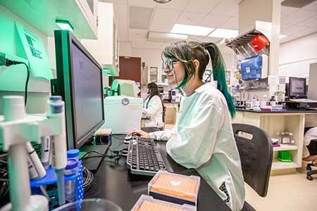 Student working in a lab